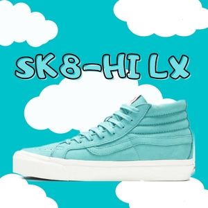 Vans OG Sk8-Hi LX Green Slate Nubuck Leather White Mens Size 10